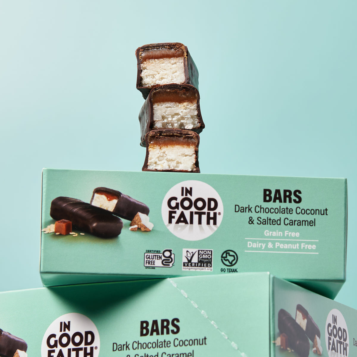 Dark Chocolate Coconut & Salted Caramel Bars (12 Bars)
