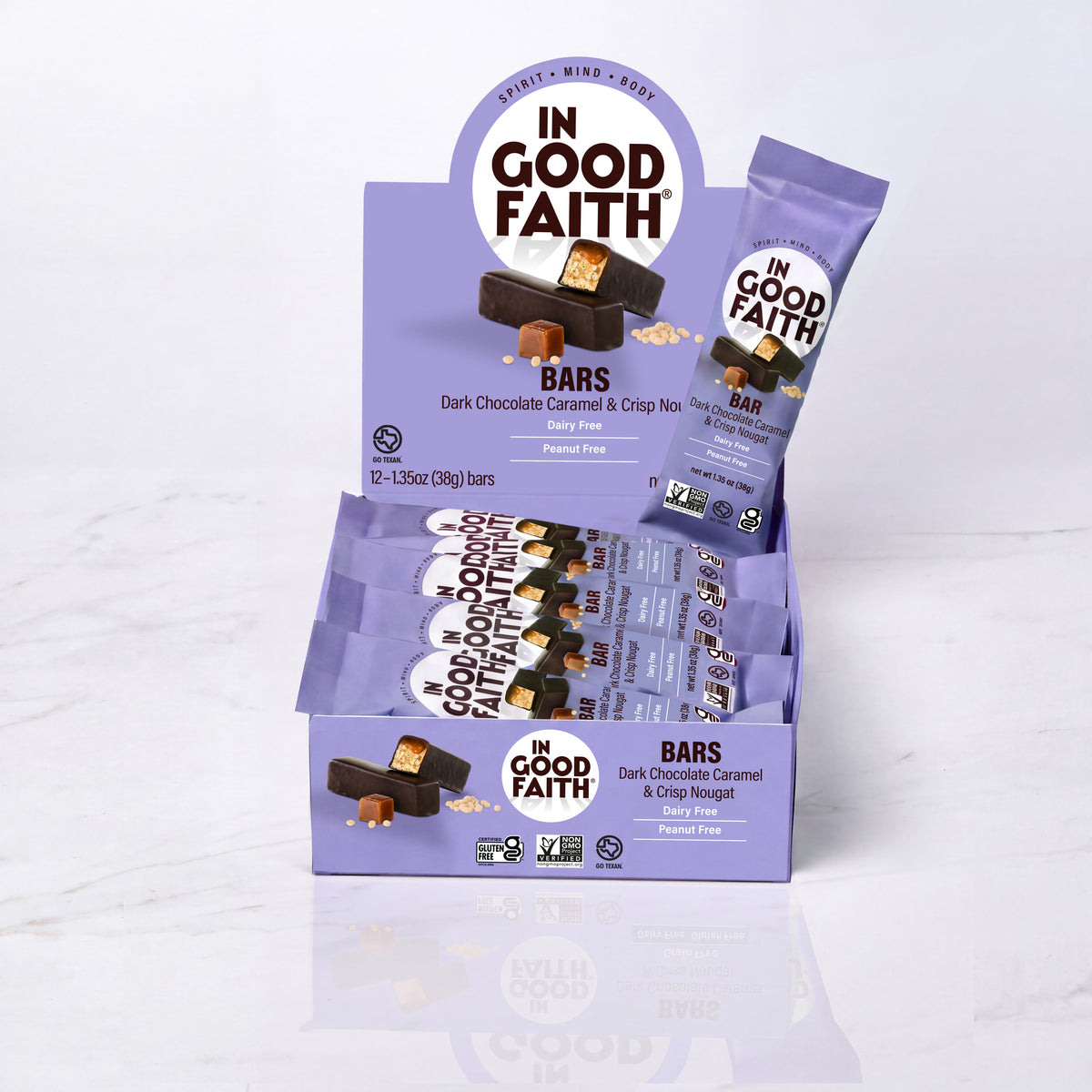 Dark Chocolate Caramel & Crisp Nougat Bars (12 Bars)